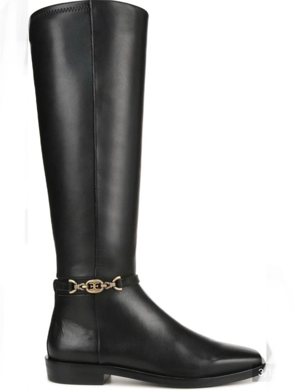 SAM EDELMAN $229 Clive Black Tall Leather Riding Boots Gold Accent Size 6.5 NEW - Picture 3 of 13